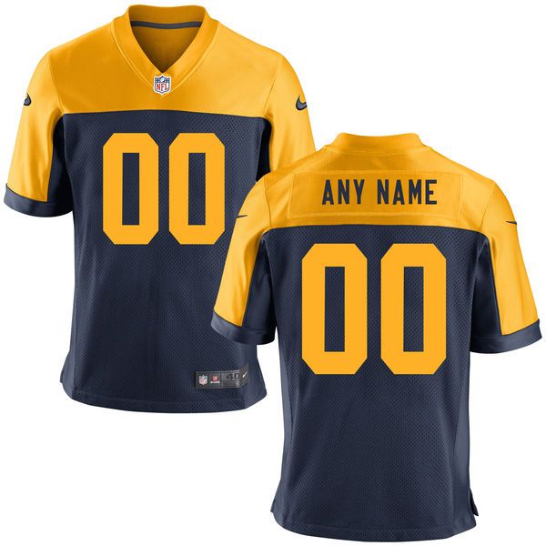 Men Green Bay Packers Nike Navy Blue Custom Throwback Game NFL Jersey